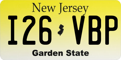 NJ license plate I26VBP