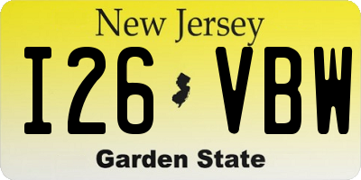NJ license plate I26VBW