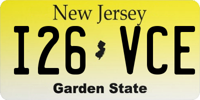 NJ license plate I26VCE