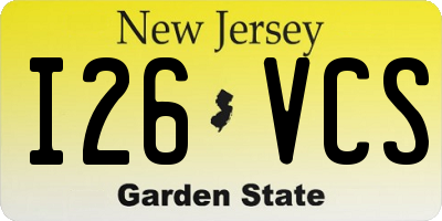 NJ license plate I26VCS