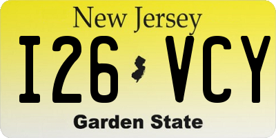 NJ license plate I26VCY