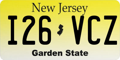 NJ license plate I26VCZ