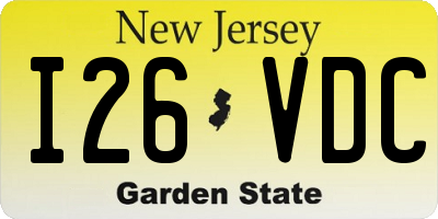 NJ license plate I26VDC