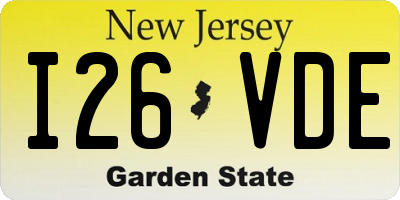 NJ license plate I26VDE