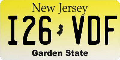 NJ license plate I26VDF