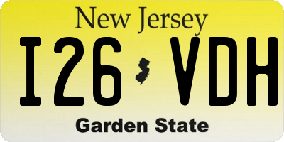 NJ license plate I26VDH