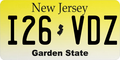 NJ license plate I26VDZ