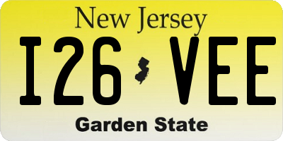 NJ license plate I26VEE