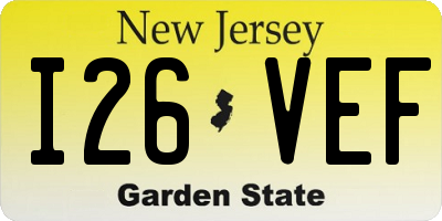 NJ license plate I26VEF