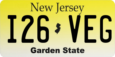 NJ license plate I26VEG