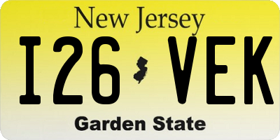 NJ license plate I26VEK