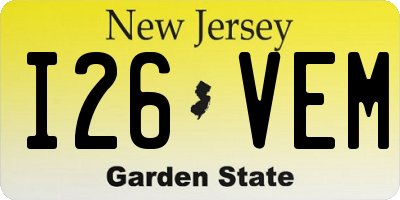 NJ license plate I26VEM