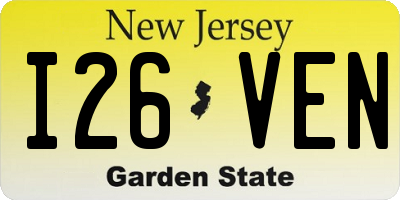 NJ license plate I26VEN