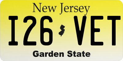 NJ license plate I26VET