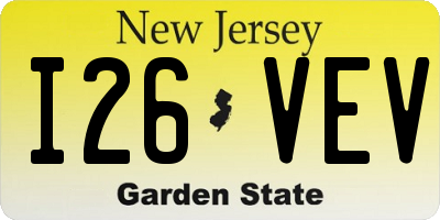 NJ license plate I26VEV