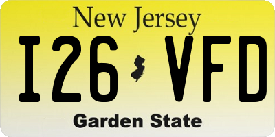 NJ license plate I26VFD