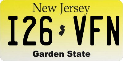 NJ license plate I26VFN