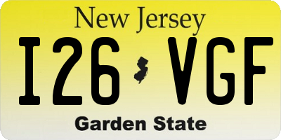 NJ license plate I26VGF