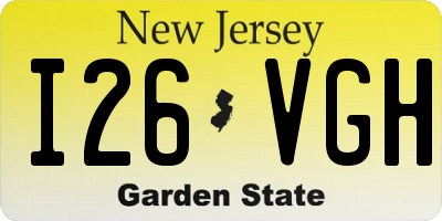 NJ license plate I26VGH