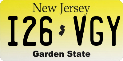 NJ license plate I26VGY