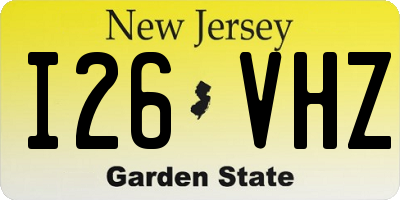 NJ license plate I26VHZ