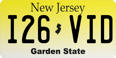 NJ license plate I26VID