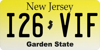 NJ license plate I26VIF