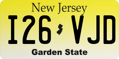 NJ license plate I26VJD