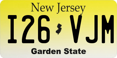 NJ license plate I26VJM