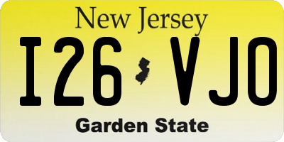 NJ license plate I26VJO