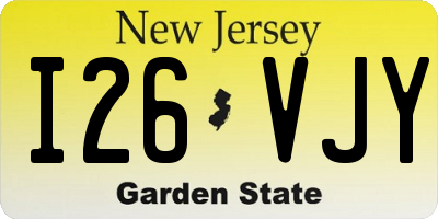NJ license plate I26VJY