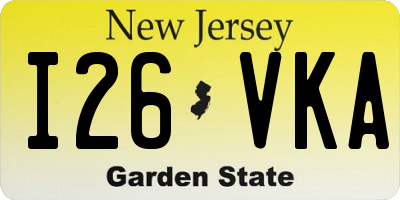 NJ license plate I26VKA