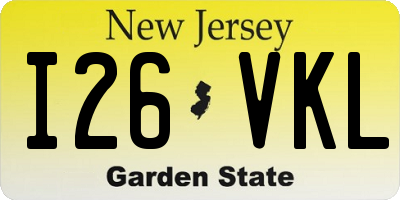 NJ license plate I26VKL