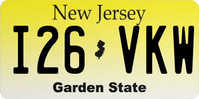 NJ license plate I26VKW