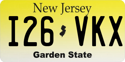 NJ license plate I26VKX
