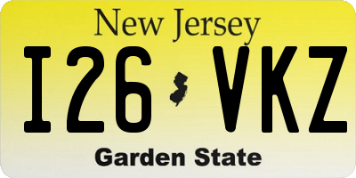 NJ license plate I26VKZ