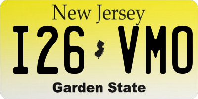NJ license plate I26VMO