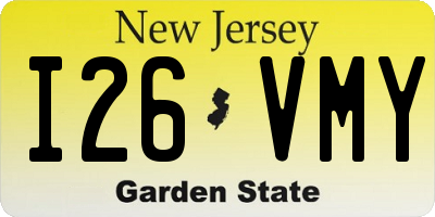 NJ license plate I26VMY