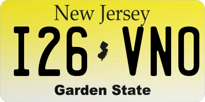 NJ license plate I26VNO