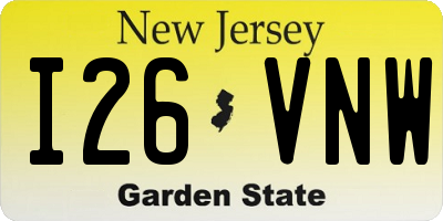 NJ license plate I26VNW