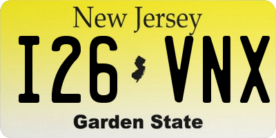 NJ license plate I26VNX