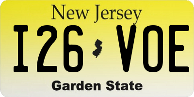 NJ license plate I26VOE
