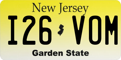 NJ license plate I26VOM