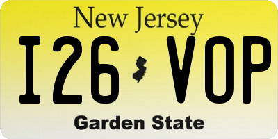 NJ license plate I26VOP