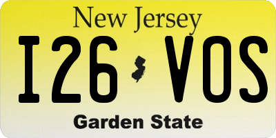 NJ license plate I26VOS