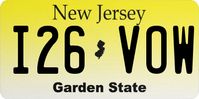NJ license plate I26VOW