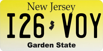 NJ license plate I26VOY
