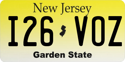 NJ license plate I26VOZ