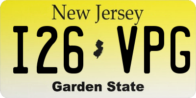 NJ license plate I26VPG