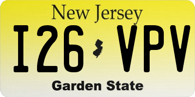 NJ license plate I26VPV
